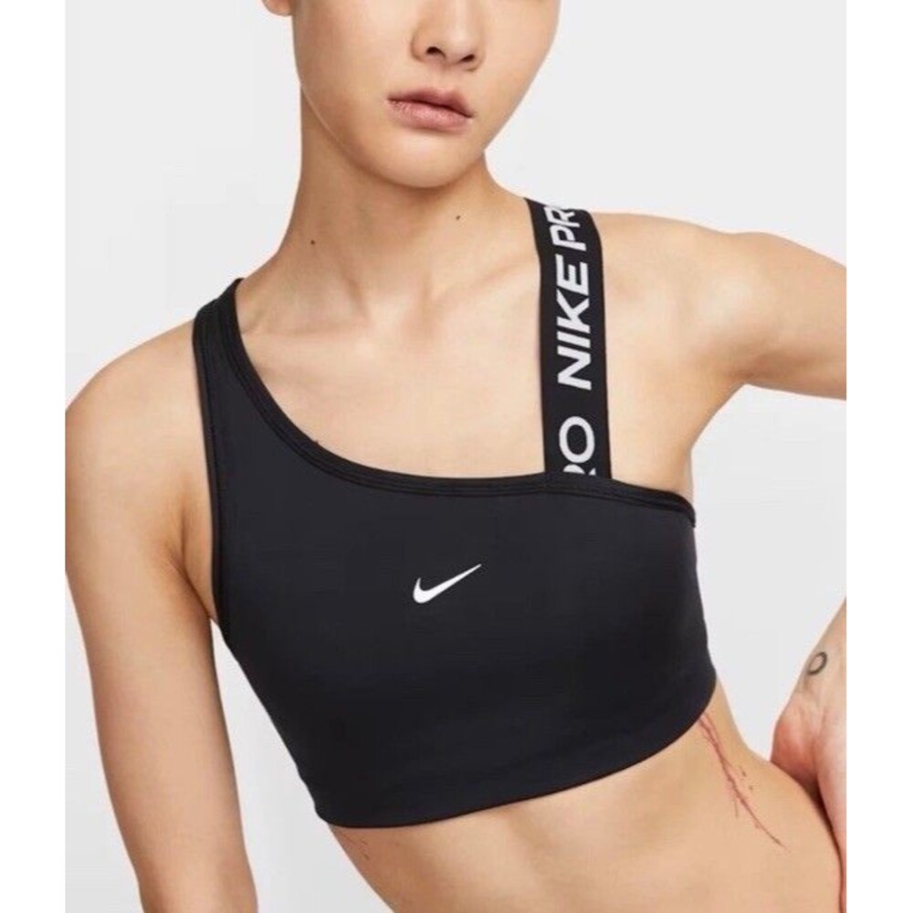 Nike Pro Swoosh Dri-Fit Training Bra Medium Black Logo Workout Gym Sports